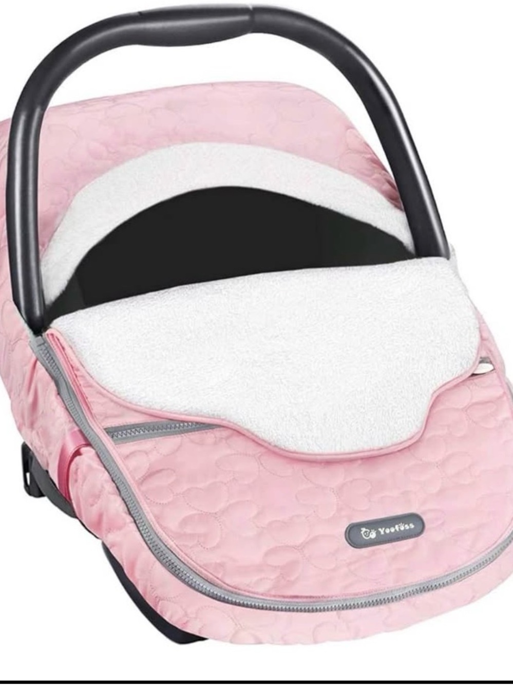 Pink Quilted Infant Car Seat Footmuff with Sherpa Lining